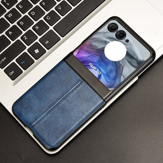 For Motorola Razr 50 Cow Pattern Sewing Back Cover Phone Case(Blue) by buy2fix