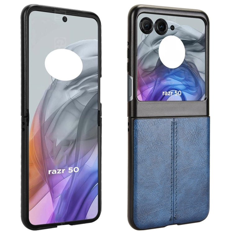 For Motorola Razr 50 Cow Pattern Sewing Back Cover Phone Case(Blue) by buy2fix