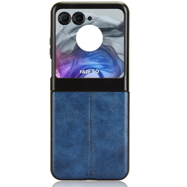 For Motorola Razr 50 Cow Pattern Sewing Back Cover Phone Case(Blue) by buy2fix