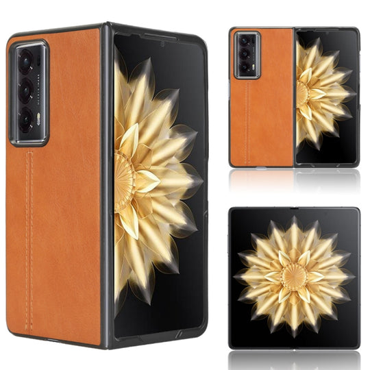 For Honor Magic V2 Cow Pattern Sewing Back Cover Phone Case(Yellow)