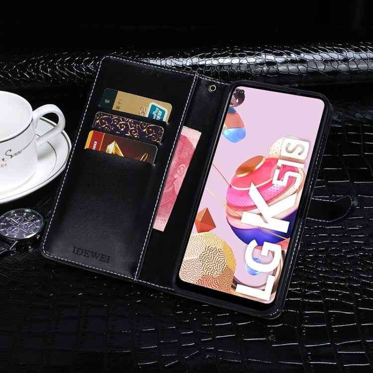 For LG K51S idewei Crocodile Texture Horizontal Flip Leather Case with Holder & Card Slots & Wallet(Dark Blue) - LG Cases by idewei | Online Shopping UK | buy2fix