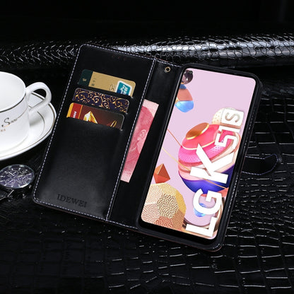 For LG K51S idewei Crocodile Texture Horizontal Flip Leather Case with Holder & Card Slots & Wallet(Dark Blue) - LG Cases by idewei | Online Shopping UK | buy2fix