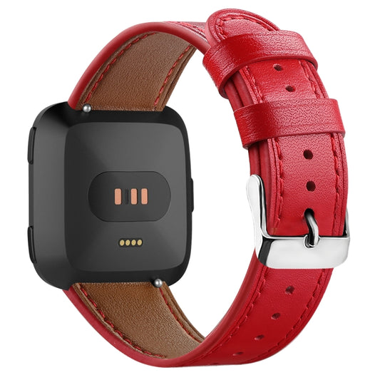 For Fitbit Versa 2 / Fitbit Versa / Fitbit Versa Lite Leather Watch Band with Round Tail Buckle(Red) by buy2fix