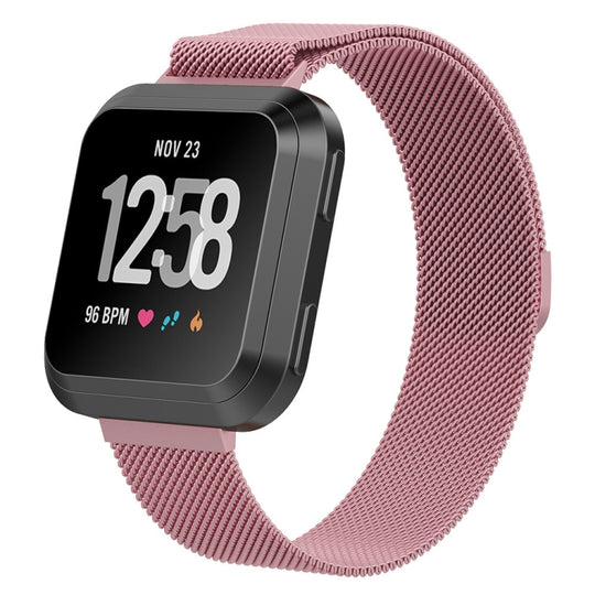 For Fitbit Versa 2 / Fitbit Versa / Fitbit Versa Lite Milanese Watch Band,, Large Size: 2.3x25.8cm(Rose Pink)