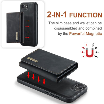For iPhone 16e DG.MING M1 Series 3-Fold Multi Card Wallet Leather Phone Case(Black) - iPhone 16e Cases by DG.MING | Online Shopping UK | buy2fix