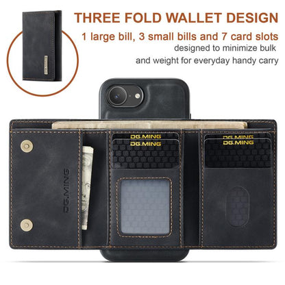 For iPhone 16e DG.MING M1 Series 3-Fold Multi Card Wallet Leather Phone Case(Black) - iPhone 16e Cases by DG.MING | Online Shopping UK | buy2fix