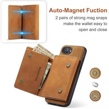 For iPhone 16e DG.MING M1 Series 3-Fold Multi Card Wallet Leather Phone Case(Brown) - iPhone 16e Cases by DG.MING | Online Shopping UK | buy2fix