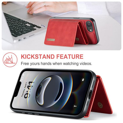 For iPhone 16e DG.MING M1 Series 3-Fold Multi Card Wallet Leather Phone Case(Red) - iPhone 16e Cases by DG.MING | Online Shopping UK | buy2fix