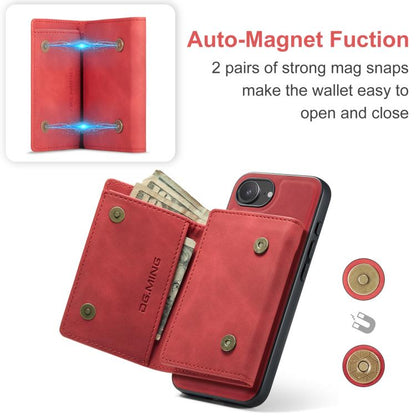 For iPhone 16e DG.MING M1 Series 3-Fold Multi Card Wallet Leather Phone Case(Red) - iPhone 16e Cases by DG.MING | Online Shopping UK | buy2fix