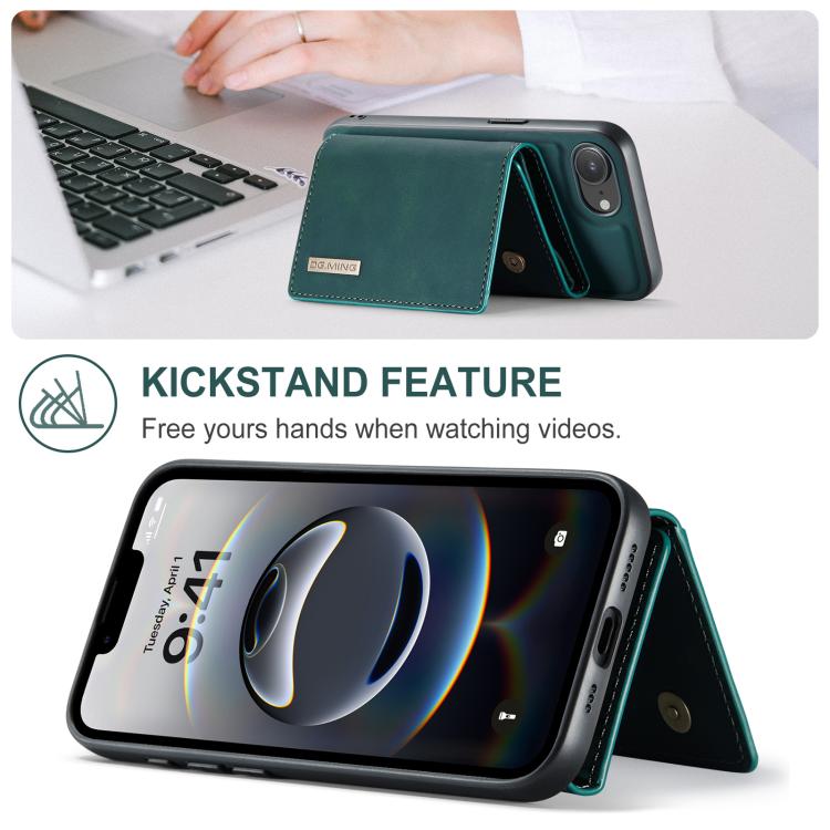 For iPhone 16e DG.MING M1 Series 3-Fold Multi Card Wallet Leather Phone Case(Green) - iPhone 16e Cases by DG.MING | Online Shopping UK | buy2fix