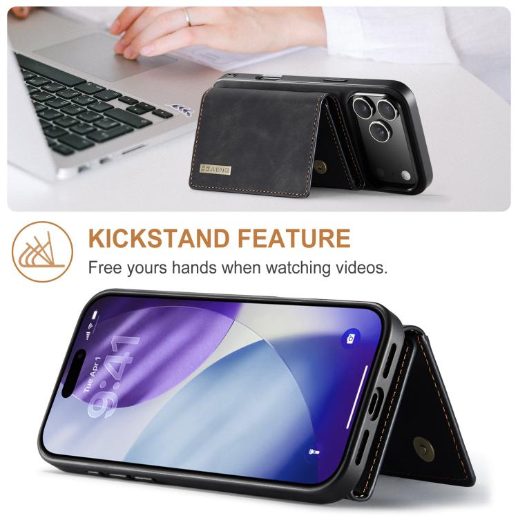 For iPhone 17 Pro Max DG.MING M1 Series 3-Fold Multi Card Wallet Leather Phone Case(Black) - iPhone 17 Pro Max Cases by DG.MING | Online Shopping UK | buy2fix