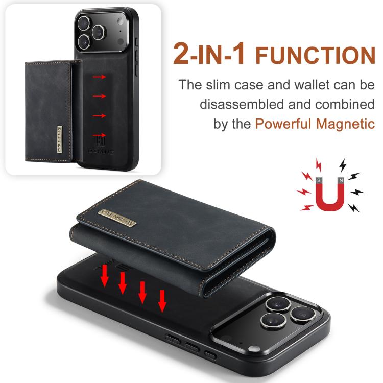 For iPhone 17 Pro Max DG.MING M1 Series 3-Fold Multi Card Wallet Leather Phone Case(Black) - iPhone 17 Pro Max Cases by DG.MING | Online Shopping UK | buy2fix