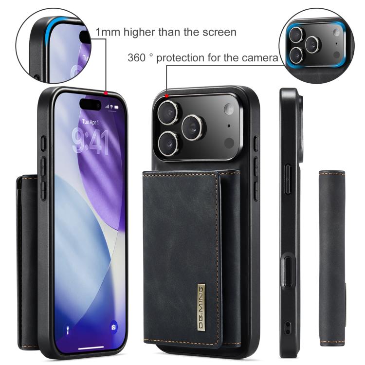 For iPhone 17 Pro Max DG.MING M1 Series 3-Fold Multi Card Wallet Leather Phone Case(Black) - iPhone 17 Pro Max Cases by DG.MING | Online Shopping UK | buy2fix