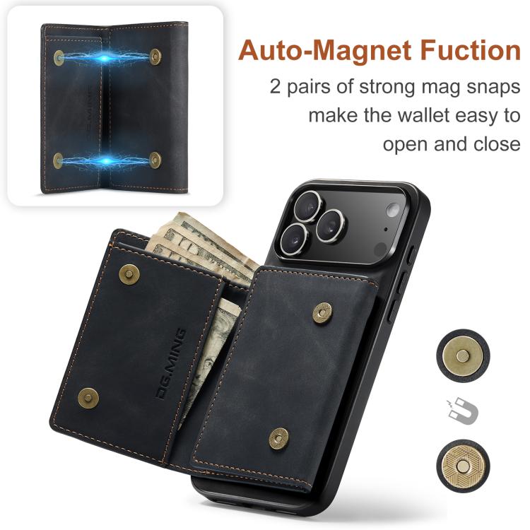 For iPhone 17 Pro Max DG.MING M1 Series 3-Fold Multi Card Wallet Leather Phone Case(Black) - iPhone 17 Pro Max Cases by DG.MING | Online Shopping UK | buy2fix