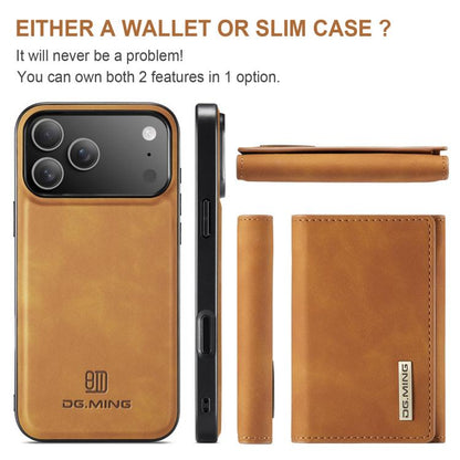 For iPhone 17 Pro Max DG.MING M1 Series 3-Fold Multi Card Wallet Leather Phone Case(Brown) - iPhone 17 Pro Max Cases by DG.MING | Online Shopping UK | buy2fix