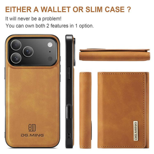 For iPhone 17 Pro Max DG.MING M1 Series 3-Fold Multi Card Wallet Leather Phone Case(Brown) - iPhone 17 Pro Max Cases by DG.MING | Online Shopping UK | buy2fix