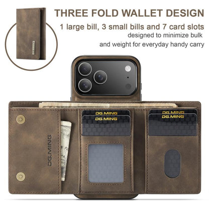 For iPhone 17 Pro Max DG.MING M1 Series 3-Fold Multi Card Wallet Leather Phone Case(Coffee) - iPhone 17 Pro Max Cases by DG.MING | Online Shopping UK | buy2fix