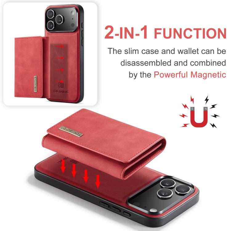 For iPhone 17 Pro Max DG.MING M1 Series 3-Fold Multi Card Wallet Leather Phone Case(Red) - iPhone 17 Pro Max Cases by DG.MING | Online Shopping UK | buy2fix