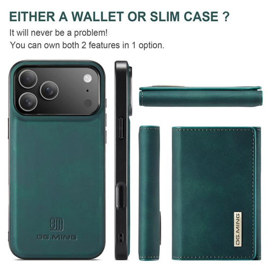 For iPhone 17 Pro Max DG.MING M1 Series 3-Fold Multi Card Wallet Leather Phone Case(Green) - iPhone 17 Pro Max Cases by DG.MING | Online Shopping UK | buy2fix
