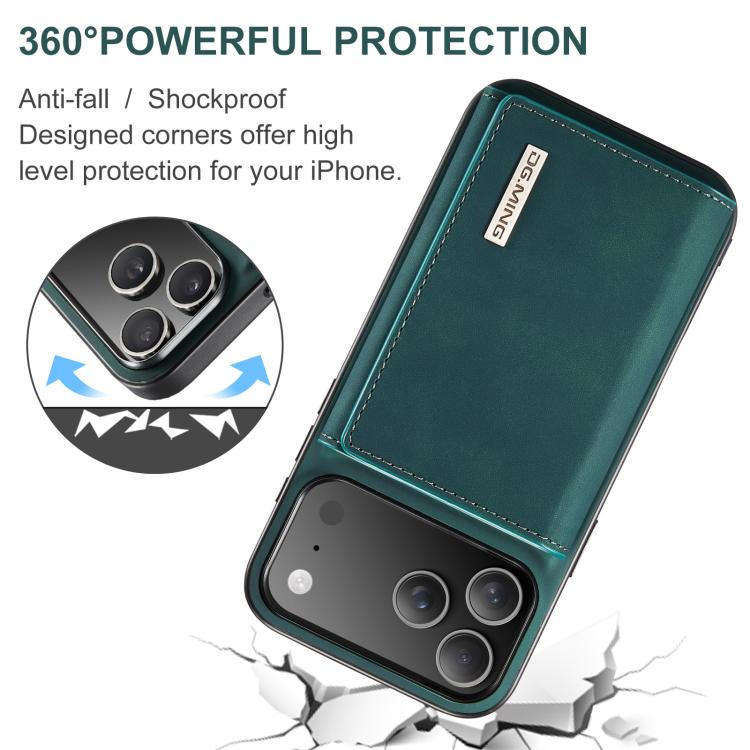 For iPhone 17 Pro Max DG.MING M1 Series 3-Fold Multi Card Wallet Leather Phone Case(Green) - iPhone 17 Pro Max Cases by DG.MING | Online Shopping UK | buy2fix