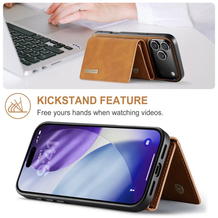 For iPhone 17 Pro DG.MING M1 Series 3-Fold Multi Card Wallet Leather Phone Case(Brown) - iPhone 17 Pro Cases by DG.MING | Online Shopping UK | buy2fix