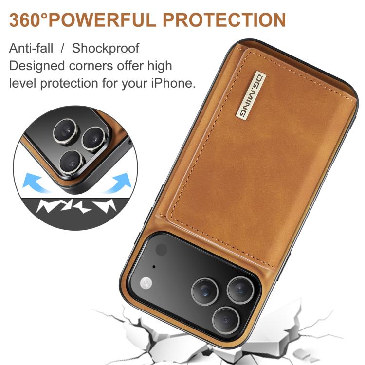 For iPhone 17 Pro DG.MING M1 Series 3-Fold Multi Card Wallet Leather Phone Case(Brown) - iPhone 17 Pro Cases by DG.MING | Online Shopping UK | buy2fix