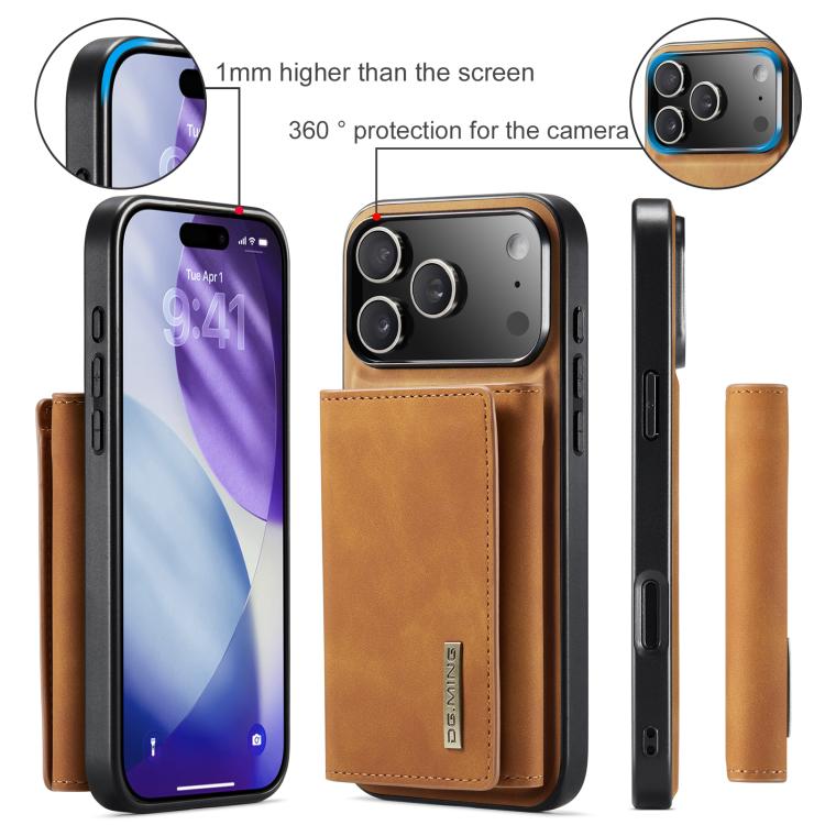 For iPhone 17 Pro DG.MING M1 Series 3-Fold Multi Card Wallet Leather Phone Case(Brown) - iPhone 17 Pro Cases by DG.MING | Online Shopping UK | buy2fix