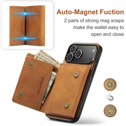 For iPhone 17 Pro DG.MING M1 Series 3-Fold Multi Card Wallet Leather Phone Case(Brown) - iPhone 17 Pro Cases by DG.MING | Online Shopping UK | buy2fix