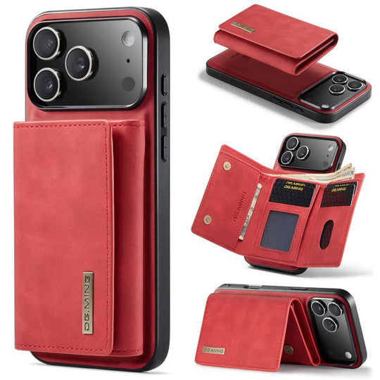 For iPhone 18 Pro / 17 Pro DG.MING M1 Series 3-Fold Multi Card Wallet Leather Phone Case(Red)