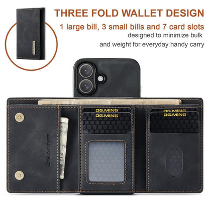 For iPhone 17 DG.MING M1 Series 3-Fold Multi Card Wallet Leather Phone Case(Black) - iPhone 17 Cases by DG.MING | Online Shopping UK | buy2fix