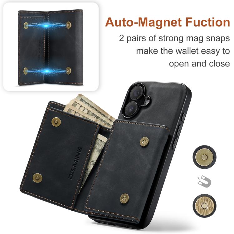 For iPhone 17 DG.MING M1 Series 3-Fold Multi Card Wallet Leather Phone Case(Black) - iPhone 17 Cases by DG.MING | Online Shopping UK | buy2fix