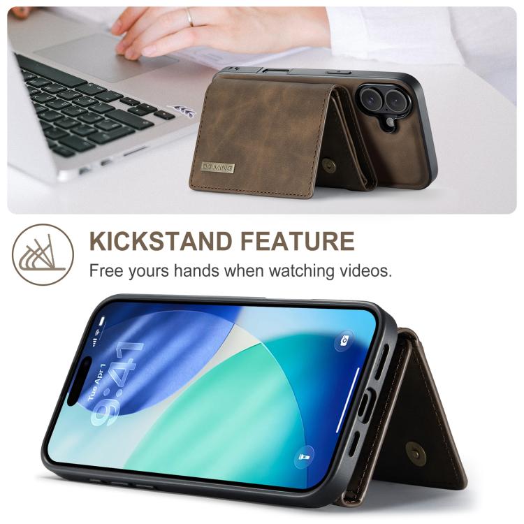 For iPhone 17 DG.MING M1 Series 3-Fold Multi Card Wallet Leather Phone Case(Coffee) - iPhone 17 Cases by DG.MING | Online Shopping UK | buy2fix