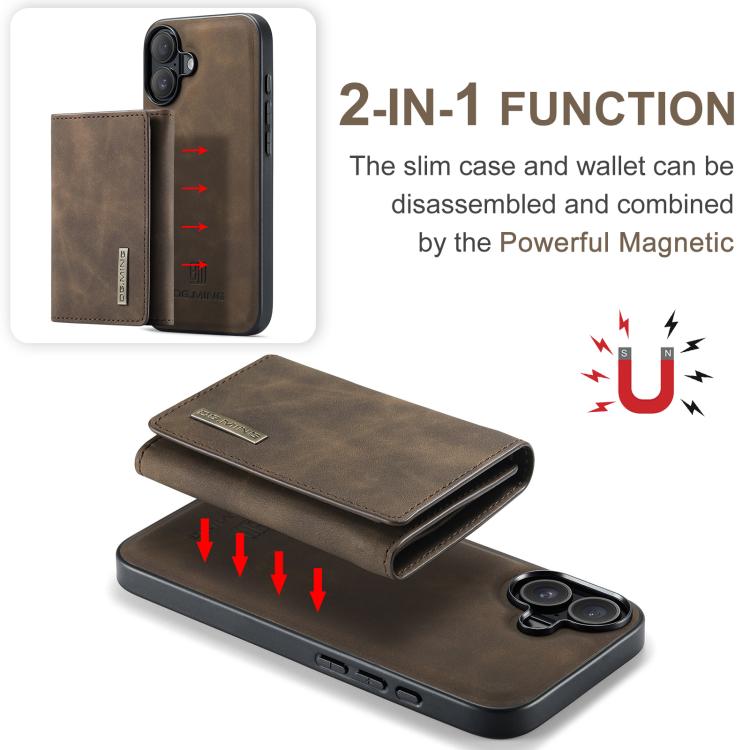 For iPhone 17 DG.MING M1 Series 3-Fold Multi Card Wallet Leather Phone Case(Coffee) - iPhone 17 Cases by DG.MING | Online Shopping UK | buy2fix