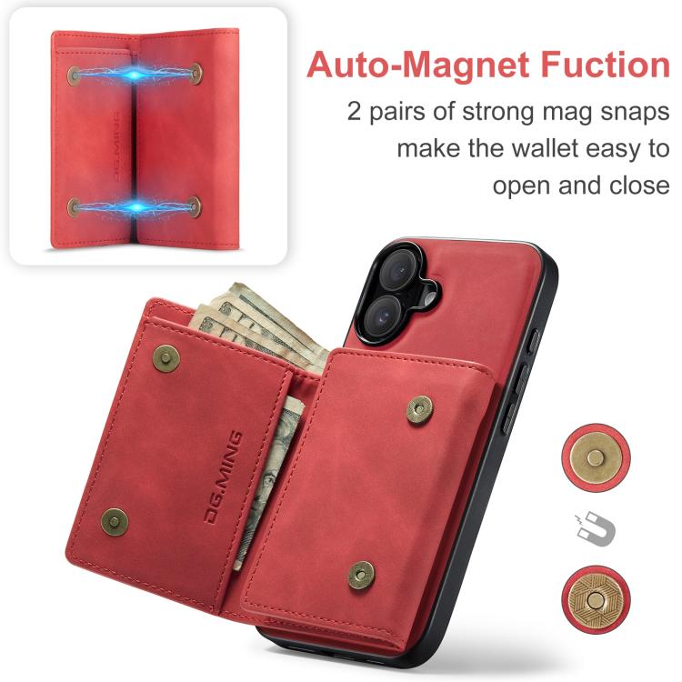 For iPhone 17 DG.MING M1 Series 3-Fold Multi Card Wallet Leather Phone Case(Red) - iPhone 17 Cases by DG.MING | Online Shopping UK | buy2fix