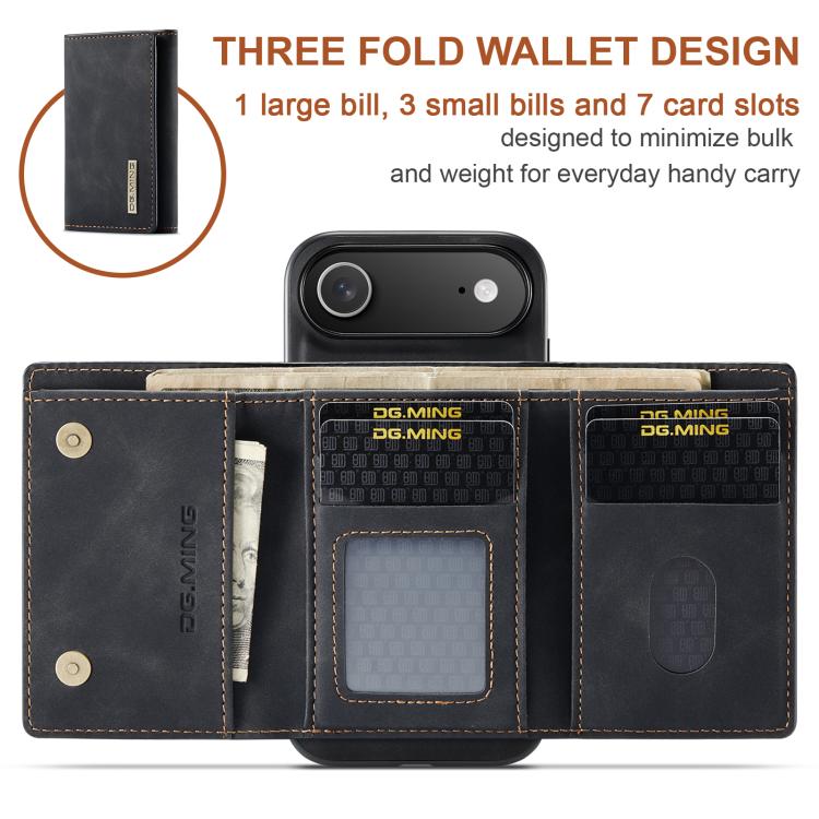 For iPhone 17 Air DG.MING M1 Series 3-Fold Multi Card Wallet Leather Phone Case(Black) - iPhone 17 Air Cases by DG.MING | Online Shopping UK | buy2fix