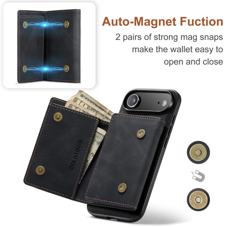For iPhone 17 Air DG.MING M1 Series 3-Fold Multi Card Wallet Leather Phone Case(Black) - iPhone 17 Air Cases by DG.MING | Online Shopping UK | buy2fix