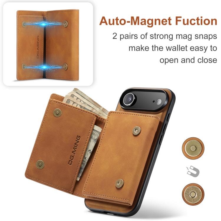 For iPhone Air DG.MING M1 Series 3-Fold Multi Card Wallet Leather Phone Case(Brown) - iPhone Air Cases by DG.MING | Online Shopping UK | buy2fix