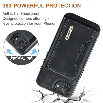 For iPhone 16e DG.MING M2 Series 3-Fold Card Bag Wallet Leather Phone Case(Black) - iPhone 16e Cases by DG.MING | Online Shopping UK | buy2fix