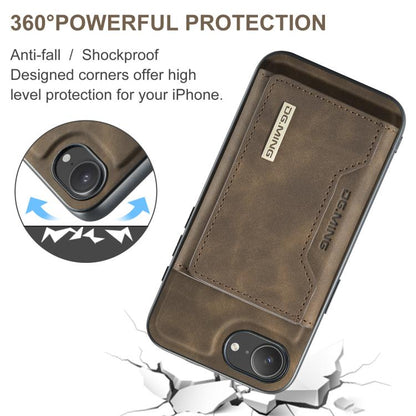 For iPhone 16e DG.MING M2 Series 3-Fold Card Bag Wallet Leather Phone Case(Coffee) - iPhone 16e Cases by DG.MING | Online Shopping UK | buy2fix