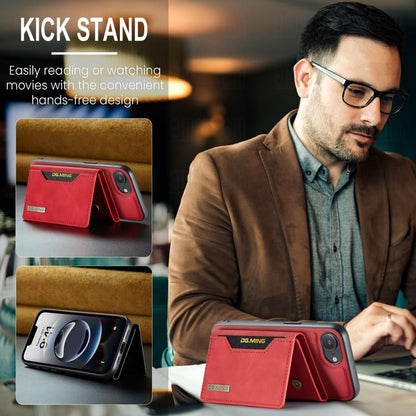 For iPhone 16e DG.MING M2 Series 3-Fold Card Bag Wallet Leather Phone Case(Red) - iPhone 16e Cases by DG.MING | Online Shopping UK | buy2fix