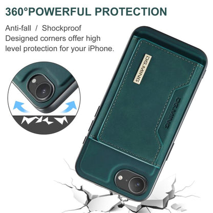 For iPhone 16e DG.MING M2 Series 3-Fold Card Bag Wallet Leather Phone Case(Green) - iPhone 16e Cases by DG.MING | Online Shopping UK | buy2fix