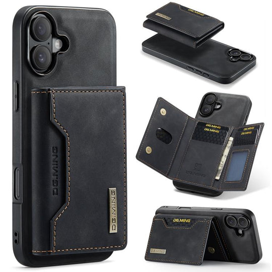 For iPhone 17 DG.MING M2 Series 3-Fold Card Bag Wallet Leather Phone Case(Black)