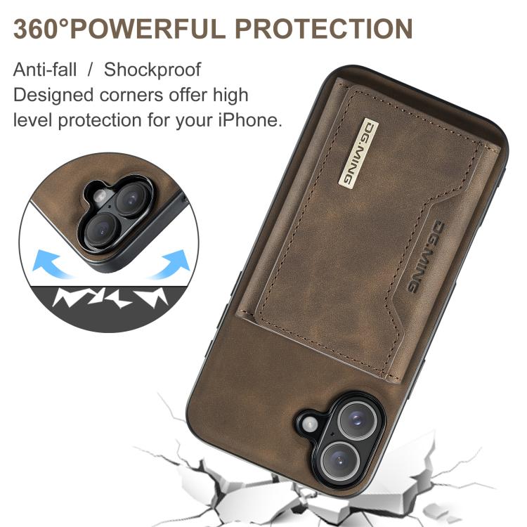 For iPhone 17 DG.MING M2 Series 3-Fold Card Bag Wallet Leather Phone Case(Coffee) - iPhone 17 Cases by DG.MING | Online Shopping UK | buy2fix