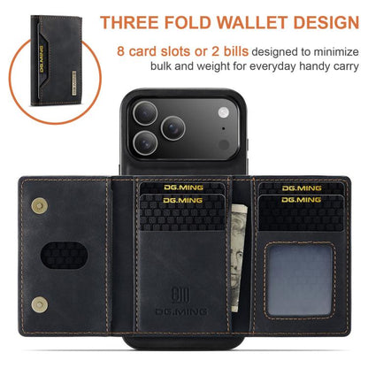 For iPhone 17 Pro Max DG.MING M2 Series 3-Fold Card Bag Wallet Leather Phone Case(Black) - iPhone 17 Pro Max Cases by DG.MING | Online Shopping UK | buy2fix