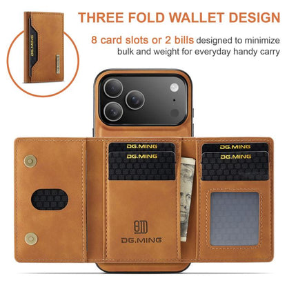 For iPhone 17 Pro Max DG.MING M2 Series 3-Fold Card Bag Wallet Leather Phone Case(Brown) - iPhone 17 Pro Max Cases by DG.MING | Online Shopping UK | buy2fix