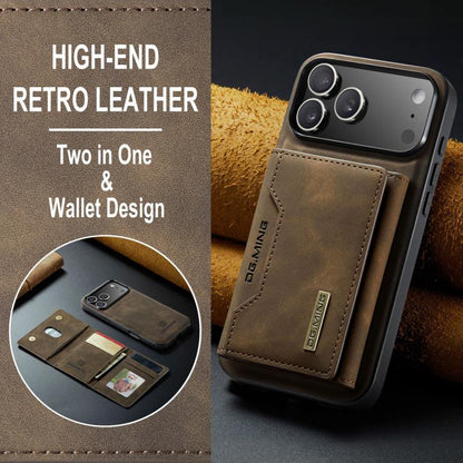 For iPhone 17 Pro Max DG.MING M2 Series 3-Fold Card Bag Wallet Leather Phone Case(Coffee) - iPhone 17 Pro Max Cases by DG.MING | Online Shopping UK | buy2fix