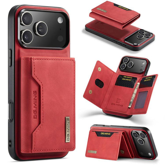 For iPhone 18 Pro Max / 17 Pro Max DG.MING M2 Series 3-Fold Card Bag Wallet Leather Phone Case(Red)