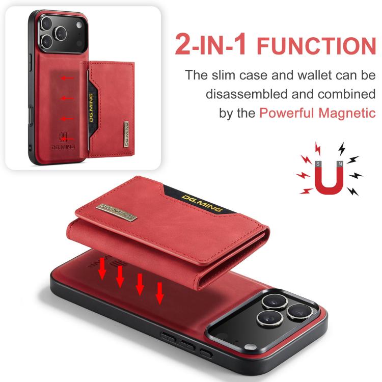 For iPhone 17 Pro Max DG.MING M2 Series 3-Fold Card Bag Wallet Leather Phone Case(Red) - iPhone 17 Pro Max Cases by DG.MING | Online Shopping UK | buy2fix