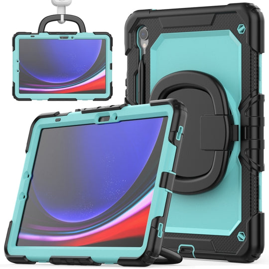 For Samsung Galaxy Tab S9 D Type Silicone Hybrid PC Tablet Case with Handle Holder(Light Blue PC)