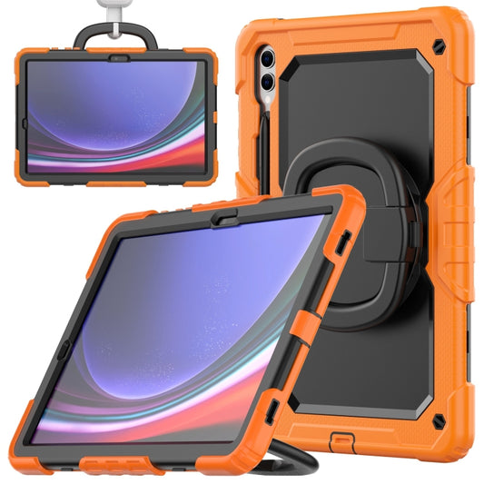 For Samsung Galaxy Tab S9+ / S10+ D Type Silicone Hybrid PC Tablet Case with Handle Holder(Orange) - Galaxy Tab S9+ Cases by buy2fix | Online Shopping UK | buy2fix